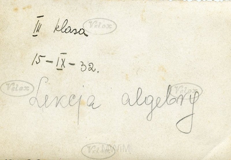 KKE 4081a.jpg - Rewers KKE 4081. Lekcja algebry -III klasa, 15 IX 1932 r.